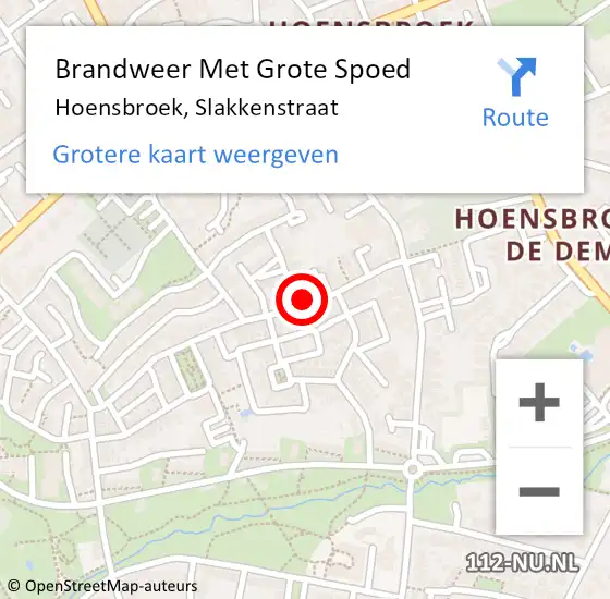 Locatie op kaart van de 112 melding: Brandweer Met Grote Spoed Naar Hoensbroek, Slakkenstraat op 21 december 2017 12:23