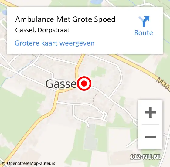 Locatie op kaart van de 112 melding: Ambulance Met Grote Spoed Naar Gassel, Dorpstraat op 21 december 2017 12:56