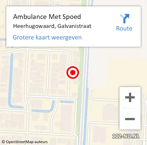 Locatie op kaart van de 112 melding: Ambulance Met Spoed Naar Heerhugowaard, Galvanistraat op 21 december 2017 13:06