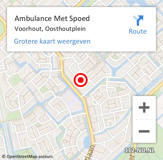Locatie op kaart van de 112 melding: Ambulance Met Spoed Naar Voorhout, Oosthoutplein op 21 december 2017 13:23
