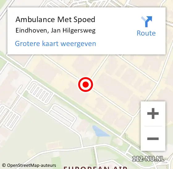 Locatie op kaart van de 112 melding: Ambulance Met Spoed Naar Eindhoven, Jan Hilgersweg op 21 december 2017 13:29