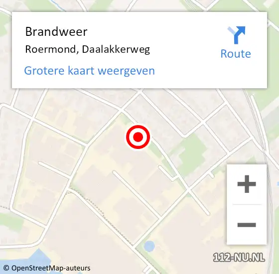 Locatie op kaart van de 112 melding: Brandweer Roermond, Daalakkerweg op 21 december 2017 13:53