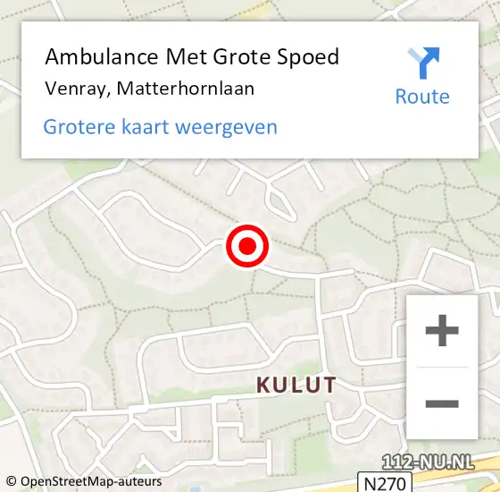 Locatie op kaart van de 112 melding: Ambulance Met Grote Spoed Naar Venray, Matterhornlaan op 10 februari 2014 16:19