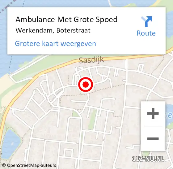 Locatie op kaart van de 112 melding: Ambulance Met Grote Spoed Naar Werkendam, Boterstraat op 21 december 2017 15:30