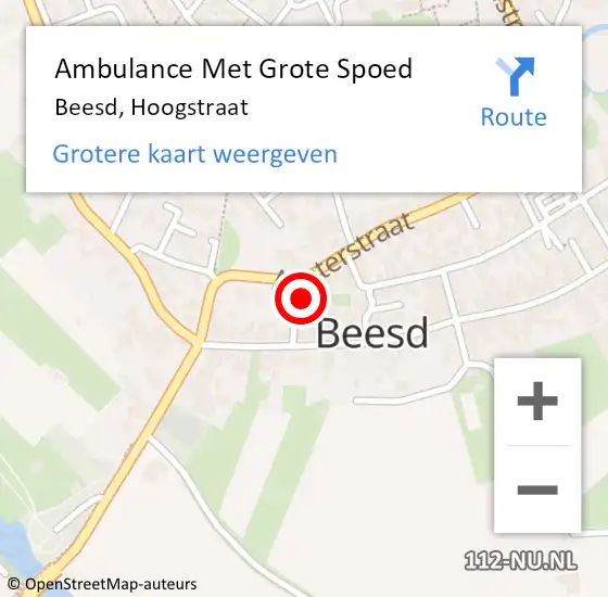 Locatie op kaart van de 112 melding: Ambulance Met Grote Spoed Naar Beesd, Hoogstraat op 21 december 2017 16:01