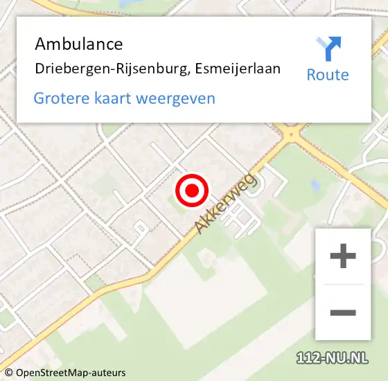 Locatie op kaart van de 112 melding: Ambulance Driebergen-Rijsenburg, Esmeijerlaan op 21 december 2017 16:09