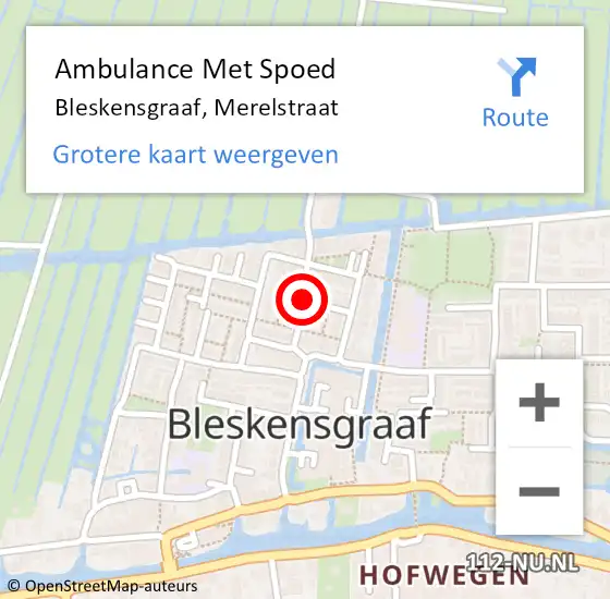 Locatie op kaart van de 112 melding: Ambulance Met Spoed Naar Bleskensgraaf, Merelstraat op 21 december 2017 16:16