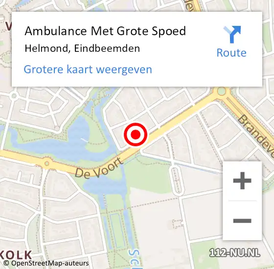 Locatie op kaart van de 112 melding: Ambulance Met Grote Spoed Naar Helmond, Eindbeemden op 21 december 2017 16:18