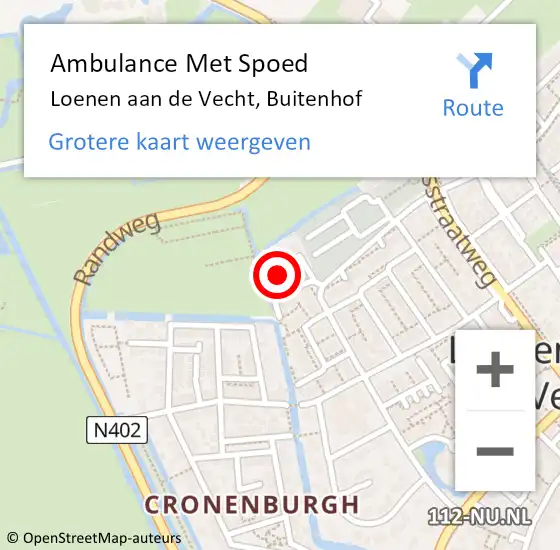 Locatie op kaart van de 112 melding: Ambulance Met Spoed Naar Loenen aan de Vecht, Buitenhof op 21 december 2017 16:53