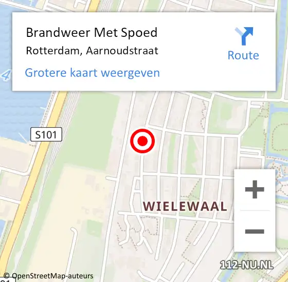 Locatie op kaart van de 112 melding: Brandweer Met Spoed Naar Rotterdam, Aarnoudstraat op 21 december 2017 17:05