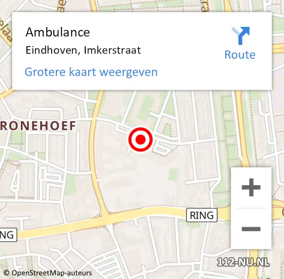 Locatie op kaart van de 112 melding: Ambulance Eindhoven, Imkerstraat op 21 december 2017 17:35