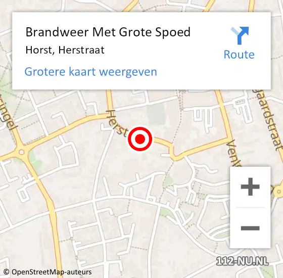 Locatie op kaart van de 112 melding: Brandweer Met Grote Spoed Naar Horst, Herstraat op 21 december 2017 17:39