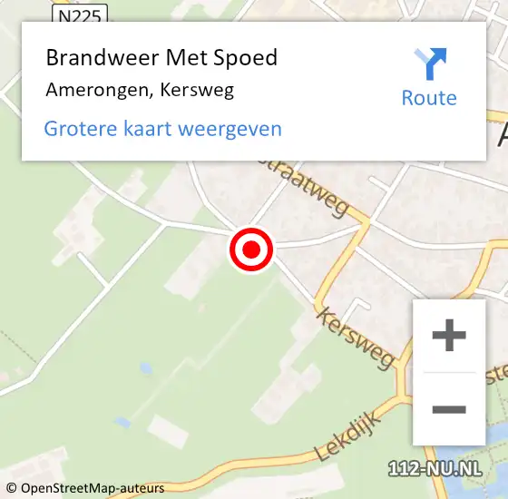 Locatie op kaart van de 112 melding: Brandweer Met Spoed Naar Amerongen, Kersweg op 21 december 2017 18:41