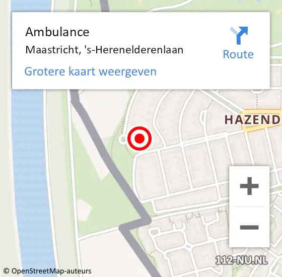 Locatie op kaart van de 112 melding: Ambulance Maastricht, 's-Herenelderenlaan op 10 februari 2014 16:40