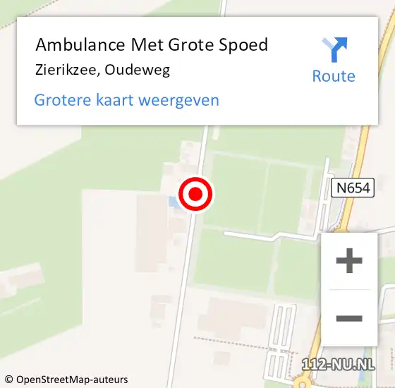 Locatie op kaart van de 112 melding: Ambulance Met Grote Spoed Naar Zierikzee, Oudeweg op 21 december 2017 20:03