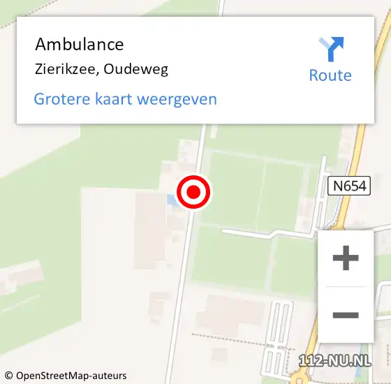 Locatie op kaart van de 112 melding: Ambulance Zierikzee, Oudeweg op 21 december 2017 20:03