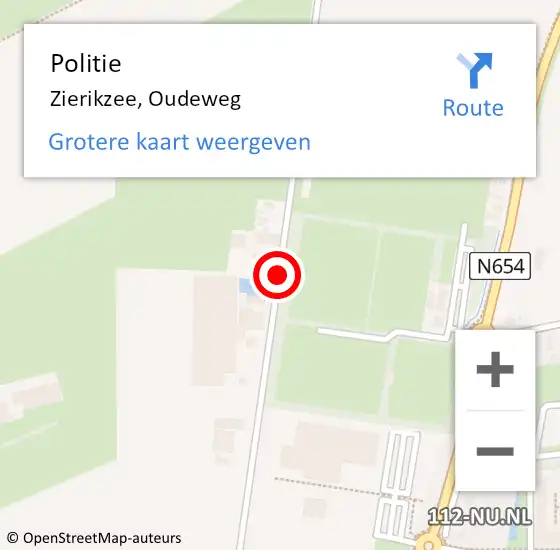 Locatie op kaart van de 112 melding: Politie Zierikzee, Oudeweg op 21 december 2017 20:11