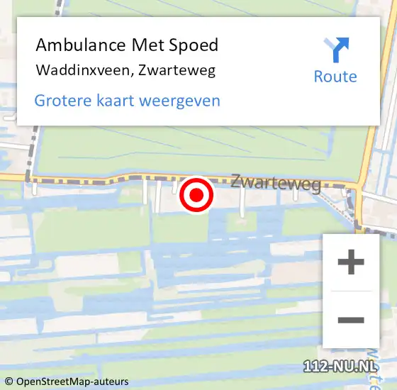 Locatie op kaart van de 112 melding: Ambulance Met Spoed Naar Waddinxveen, Zwarteweg op 21 december 2017 21:26