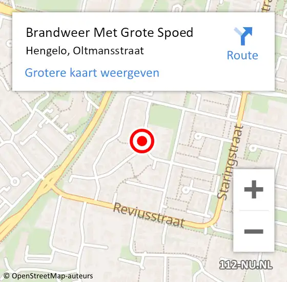 Locatie op kaart van de 112 melding: Brandweer Met Grote Spoed Naar Hengelo, Oltmansstraat op 21 december 2017 21:37