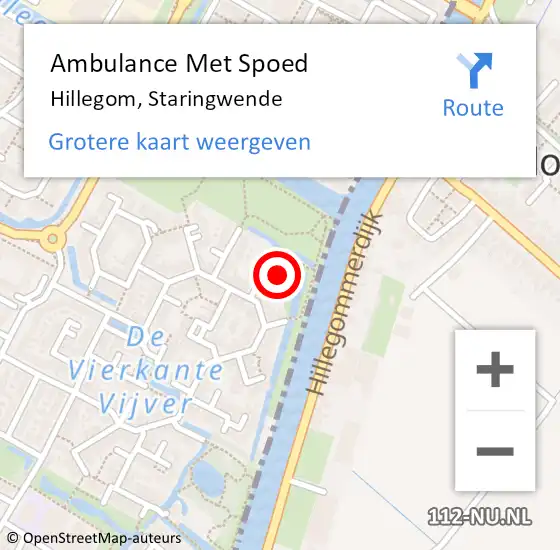 Locatie op kaart van de 112 melding: Ambulance Met Spoed Naar Hillegom, Staringwende op 21 december 2017 22:01