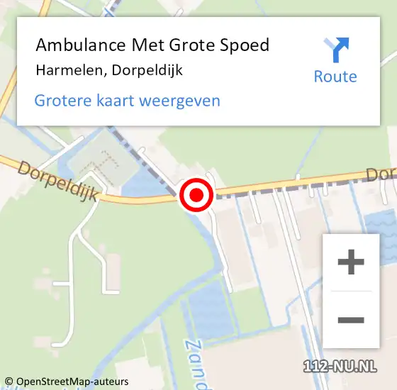 Locatie op kaart van de 112 melding: Ambulance Met Grote Spoed Naar Harmelen, Dorpeldijk op 21 december 2017 22:18