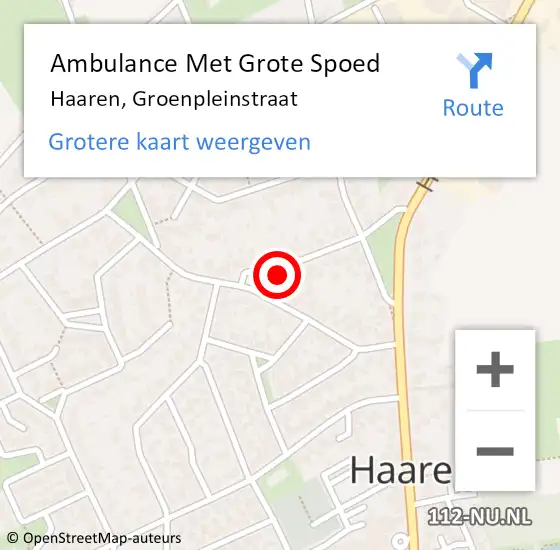 Locatie op kaart van de 112 melding: Ambulance Met Grote Spoed Naar Haaren, Groenpleinstraat op 21 december 2017 22:34