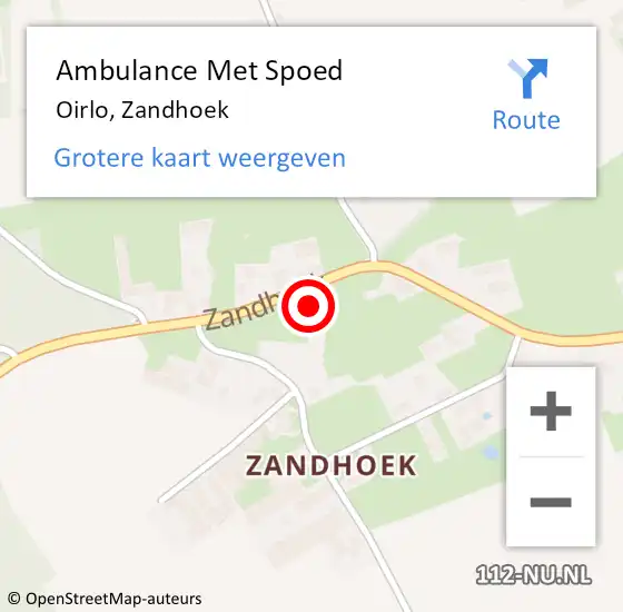 Locatie op kaart van de 112 melding: Ambulance Met Spoed Naar Oirlo, Zandhoek op 21 december 2017 22:49