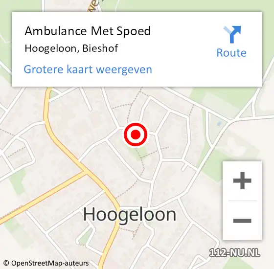 Locatie op kaart van de 112 melding: Ambulance Met Spoed Naar Hoogeloon, Bieshof op 21 december 2017 22:52