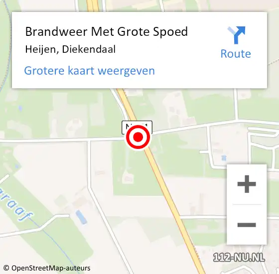 Locatie op kaart van de 112 melding: Brandweer Met Grote Spoed Naar Heijen, Diekendaal op 21 december 2017 22:56