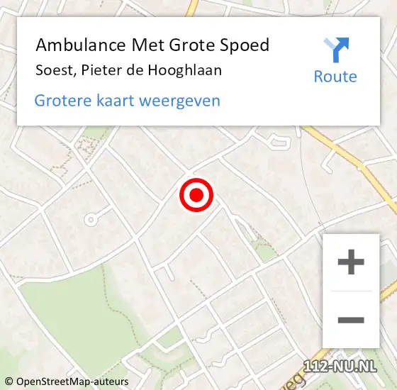 Locatie op kaart van de 112 melding: Ambulance Met Grote Spoed Naar Soest, Pieter de Hooghlaan op 21 december 2017 23:59