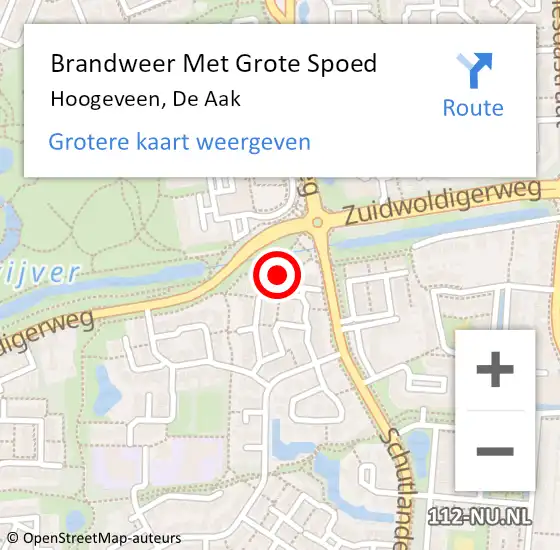 Locatie op kaart van de 112 melding: Brandweer Met Grote Spoed Naar Hoogeveen, De Aak op 22 december 2017 00:27