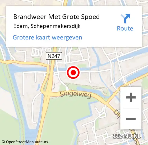 Locatie op kaart van de 112 melding: Brandweer Met Grote Spoed Naar Edam, Schepenmakersdijk op 22 december 2017 01:00