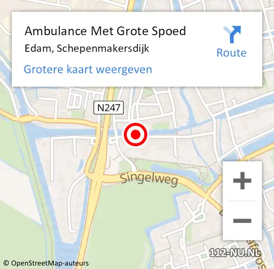 Locatie op kaart van de 112 melding: Ambulance Met Grote Spoed Naar Edam, Schepenmakersdijk op 22 december 2017 01:04