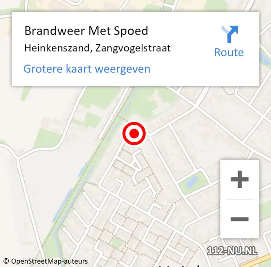 Locatie op kaart van de 112 melding: Brandweer Met Spoed Naar Heinkenszand, Zangvogelstraat op 22 december 2017 01:26