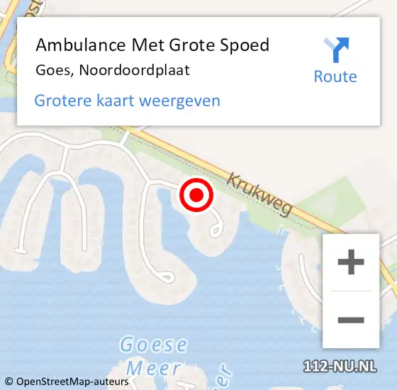 Locatie op kaart van de 112 melding: Ambulance Met Grote Spoed Naar Goes, Noordoordplaat op 22 december 2017 01:51