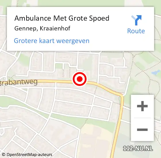 Locatie op kaart van de 112 melding: Ambulance Met Grote Spoed Naar Gennep, Kraaienhof op 22 december 2017 04:01