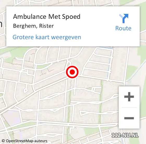 Locatie op kaart van de 112 melding: Ambulance Met Spoed Naar Berghem, Rister op 22 december 2017 04:58