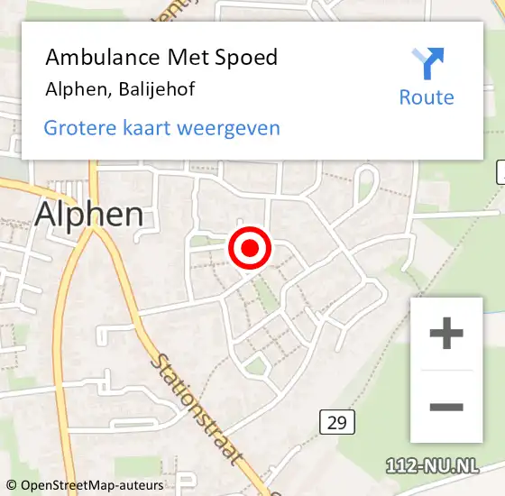 Locatie op kaart van de 112 melding: Ambulance Met Spoed Naar Alphen, Balijehof op 22 december 2017 05:09