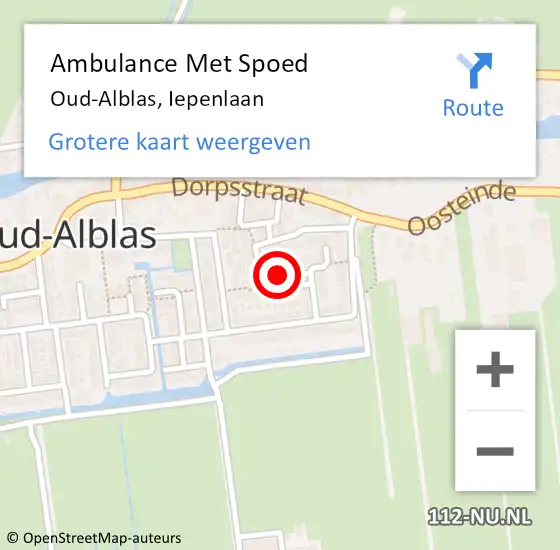 Locatie op kaart van de 112 melding: Ambulance Met Spoed Naar Oud-Alblas, Iepenlaan op 22 december 2017 05:49