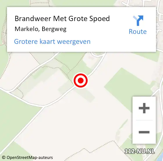 Locatie op kaart van de 112 melding: Brandweer Met Grote Spoed Naar Markelo, Bergweg op 22 december 2017 07:28