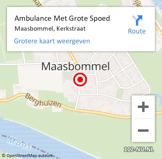 Locatie op kaart van de 112 melding: Ambulance Met Grote Spoed Naar Maasbommel, Kerkstraat op 22 december 2017 07:33