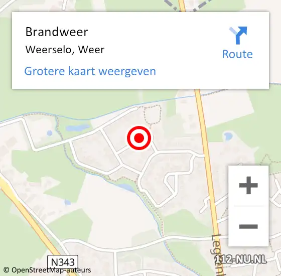 Locatie op kaart van de 112 melding: Brandweer Weerselo, Weer op 22 december 2017 08:27
