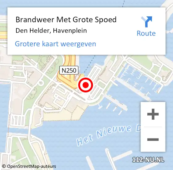 Locatie op kaart van de 112 melding: Brandweer Met Grote Spoed Naar Den Helder, Havenplein op 22 december 2017 08:53
