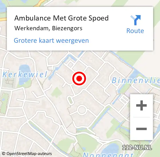 Locatie op kaart van de 112 melding: Ambulance Met Grote Spoed Naar Werkendam, Biezengors op 22 december 2017 08:59