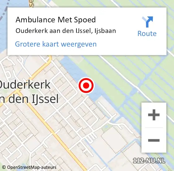 Locatie op kaart van de 112 melding: Ambulance Met Spoed Naar Ouderkerk aan den IJssel, Ijsbaan op 22 december 2017 09:31