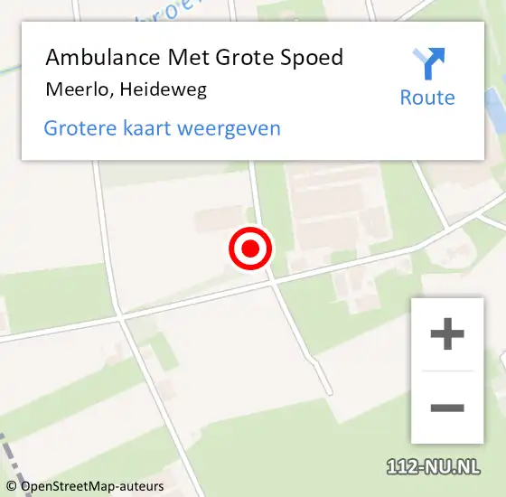 Locatie op kaart van de 112 melding: Ambulance Met Grote Spoed Naar Meerlo, Heideweg op 22 december 2017 10:03