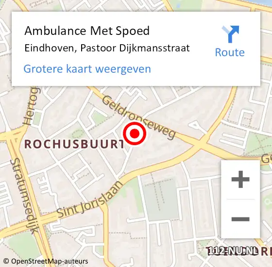 Locatie op kaart van de 112 melding: Ambulance Met Spoed Naar Eindhoven, Pastoor Dijkmansstraat op 22 december 2017 10:08