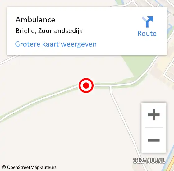 Locatie op kaart van de 112 melding: Ambulance Brielle, Zuurlandsedijk op 22 december 2017 10:11