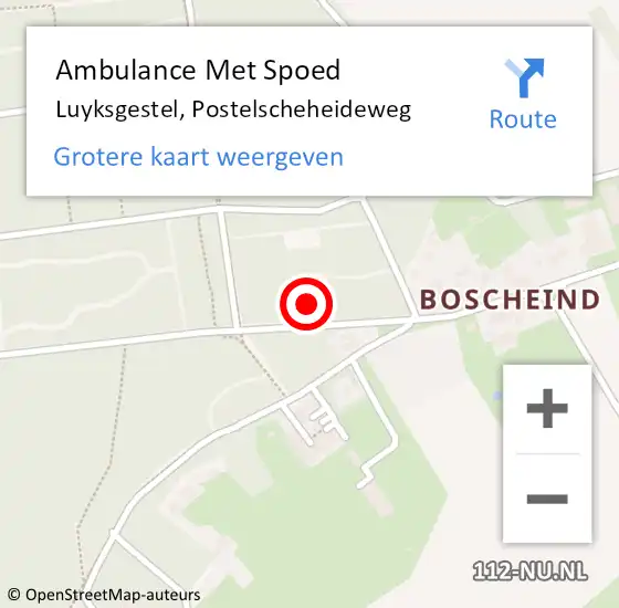 Locatie op kaart van de 112 melding: Ambulance Met Spoed Naar Luyksgestel, Postelscheheideweg op 22 december 2017 10:31