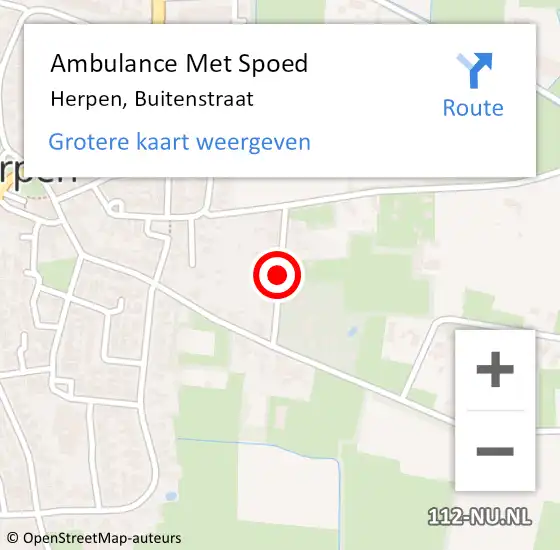 Locatie op kaart van de 112 melding: Ambulance Met Spoed Naar Herpen, Buitenstraat op 22 december 2017 11:01